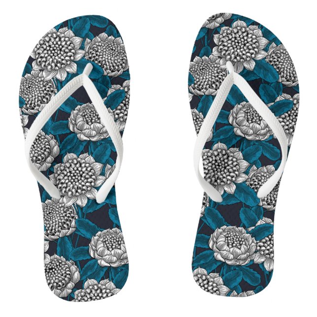 White waratah flowers jandals (Footbed)
