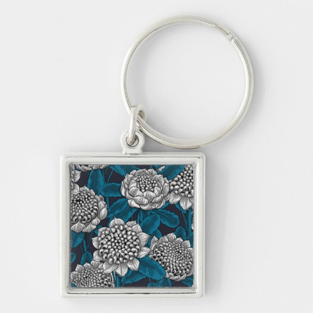 White waratah flowers key ring (Front)