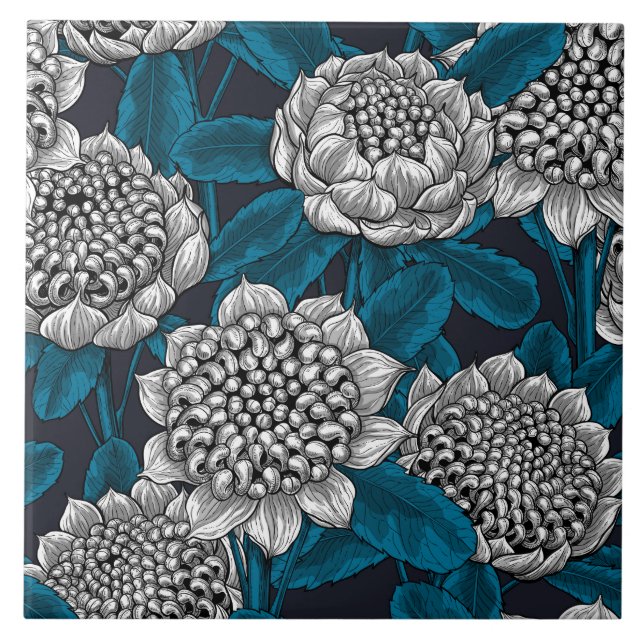 White waratah flowers tile (Front)