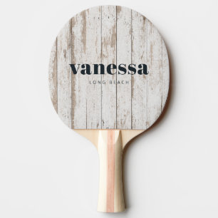 White Wash Wooden Boards Minimal Modern Classic Ping Pong Paddle
