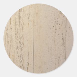 White Washed Textured Wood Grain Classic Round Sticker