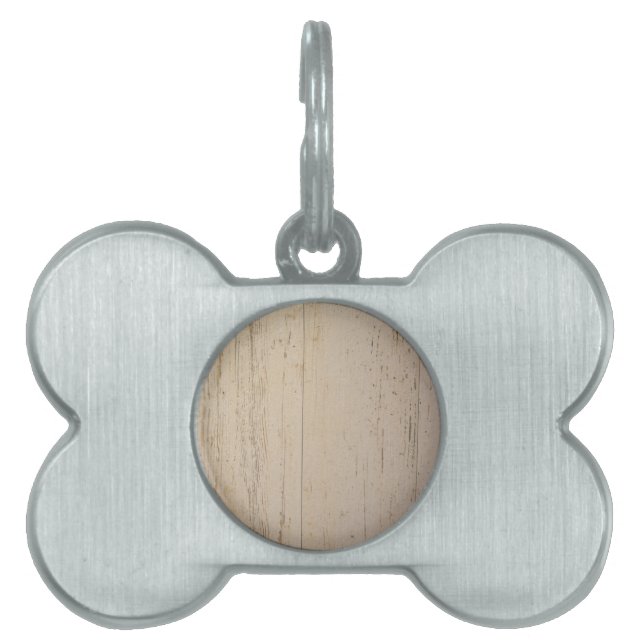 White Washed Textured Wood Grain Pet ID Tag (Front)