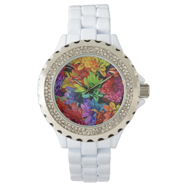 White Watch w/ Multi-Coloured Flowers (Front)