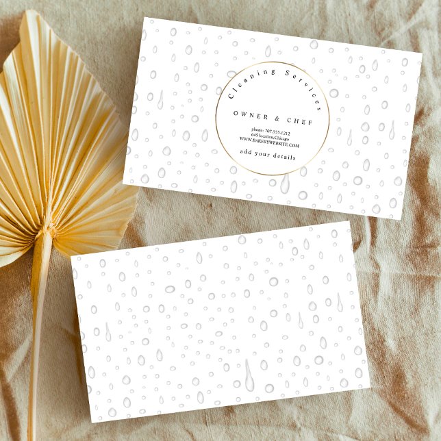 white water drops pattern design cleaning service  business card (Creator Uploaded)