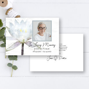White Water Lily Flower Funeral Memorial Sympathy Thank You Card