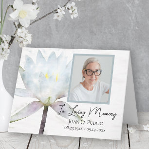 White Water Lily Flower Funeral Sympathy Thank You Card