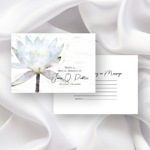 White Water Lily Flower Share a Memory Funeral  Card