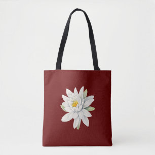 White water lily flower tote bag