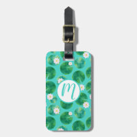 White Water Lily Flowers & Lily Pad Pattern