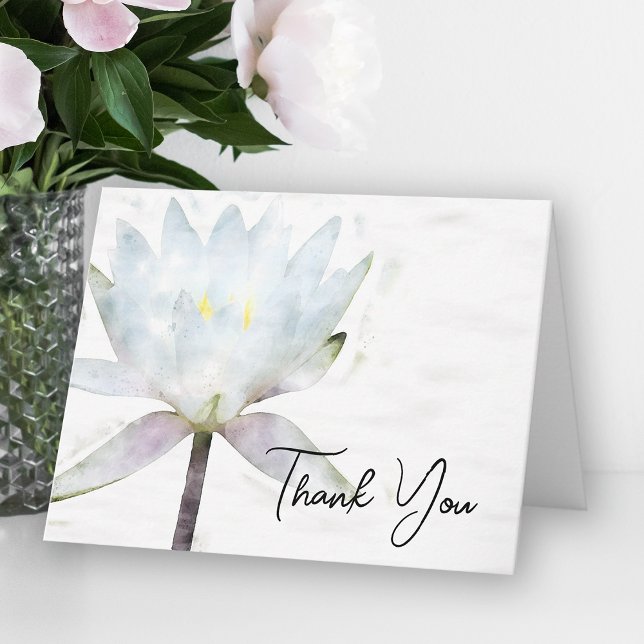 White Water Lily Funeral Sympathy Thank You Card (Creator Uploaded)