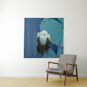 White water lily in the pond, nature photography tapestry