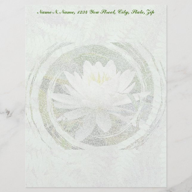 White Water Lily Letterhead Stationery (Front)