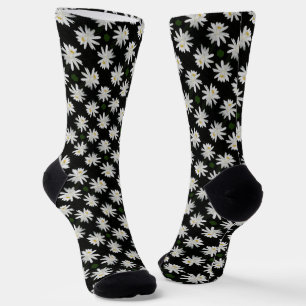 White Water Lily with Black and Green Crew Socks