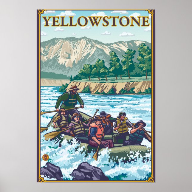 White Water Rafting - Yellowstone National Park Poster (Front)