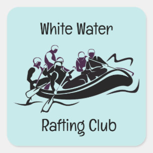 White Water River Rafting Design Square Sticker