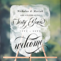 White Watercolor 60th Wedding Anniversary Welcome