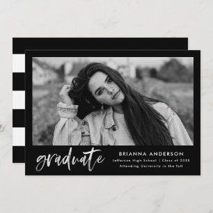 White Watercolor Brush Script Graduation Party Invitation