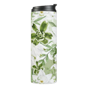 White Watercolor Flowers 2 Thermal Tumbler