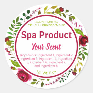 White Watercolor Flowers Bath And Spa Packaging Classic Round Sticker