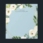 White Watercolor Flowers, Blue Personalised Notepad<br><div class="desc">This beautiful notepad features string lights and watercolor flowers. Add your personalisation using the template form. To change the font,  style,  colour or layout,  select the option to "customise further".</div>