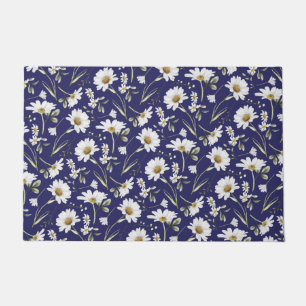 White Watercolor Flowers Doormat