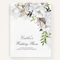 White Watercolor Flowers Elegant Wedding Plan