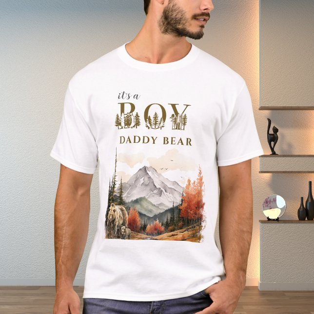 White Watercolor Forest Baby Shower Daddy T-Shirt (Creator Uploaded)