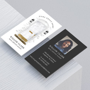 White Watercolor Front Door Real Estate Agent Business Card