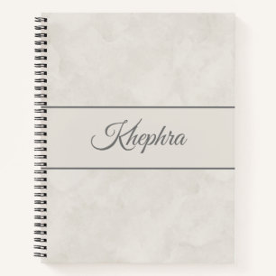 White Watercolor Grey Monogram Name Notebook