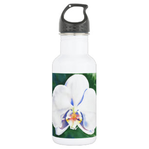 White watercolor orchid painting  532 ml water bottle