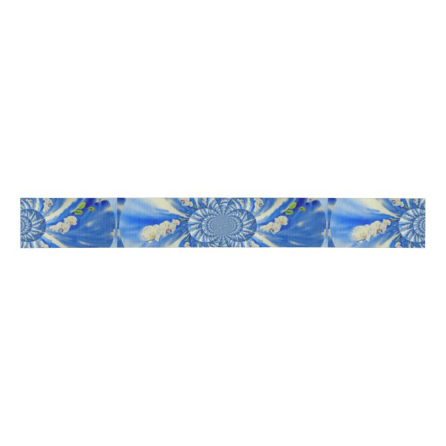 White watercolor orchid painting, blue skies grosgrain ribbon (Front)