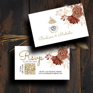 White Watercolor QR RSVP Islamic Wedding Website Enclosure Card