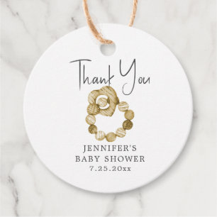 White Watercolor Teething Ring Boho Baby Shower Favour Tags