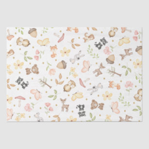 White Watercolor Woodland Animals Tissue Paper