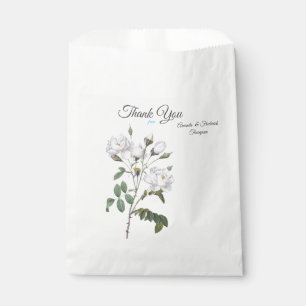 White Watercolour Roses painted on Champagne Silk Favour Bags