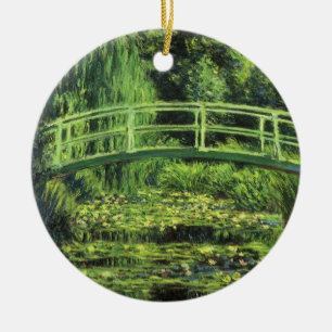 White Waterlilies by Claude Monet, Vintage Art Ceramic Tree Decoration