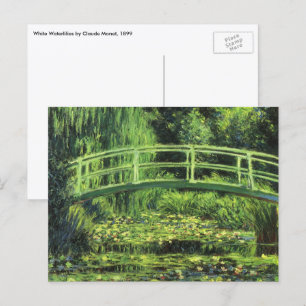 White Waterlilies by Claude Monet, Vintage Art Postcard