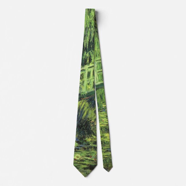 White Waterlilies by Claude Monet, Vintage Art Tie (Front)
