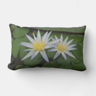 White Waterlilies Lumbar Cushion