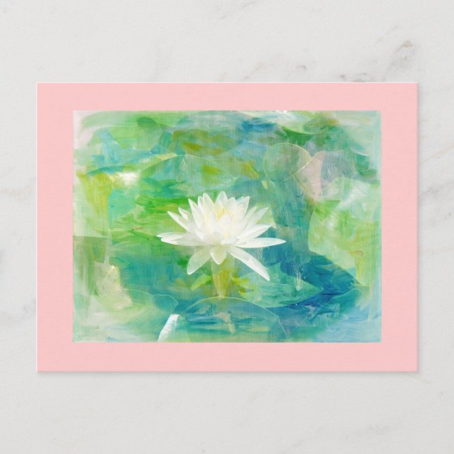 White Waterlily Blossom Postcard (Front)