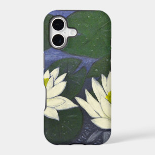 White Waterlily Flowers, Acrylic painting