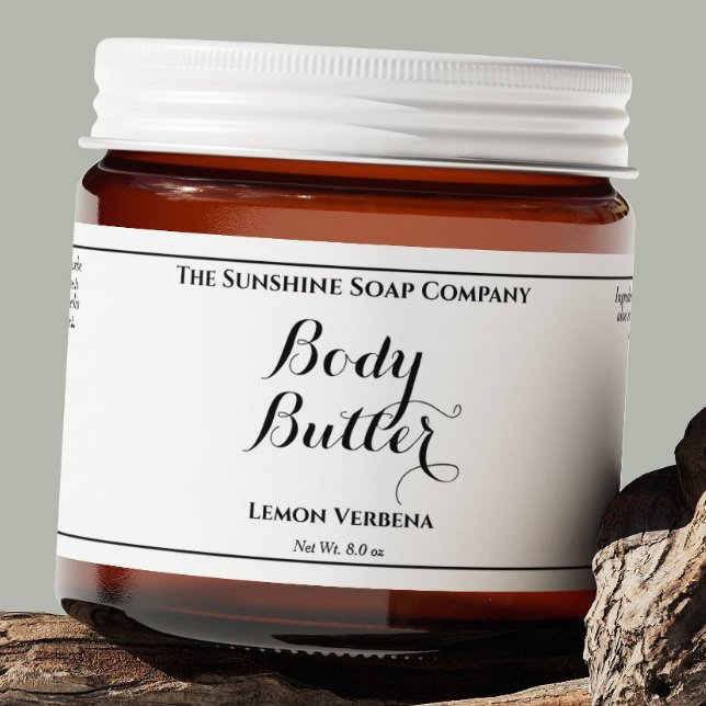 White Waterproof Body Butter Label w Curly Text (Creator Uploaded)