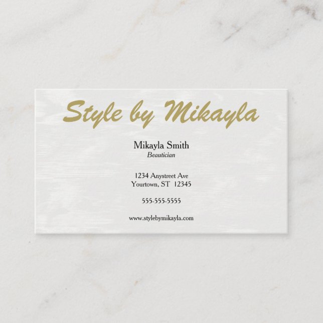 White Wave Gold on Gray Stylist Fashion Adaptable Business Card (Front)