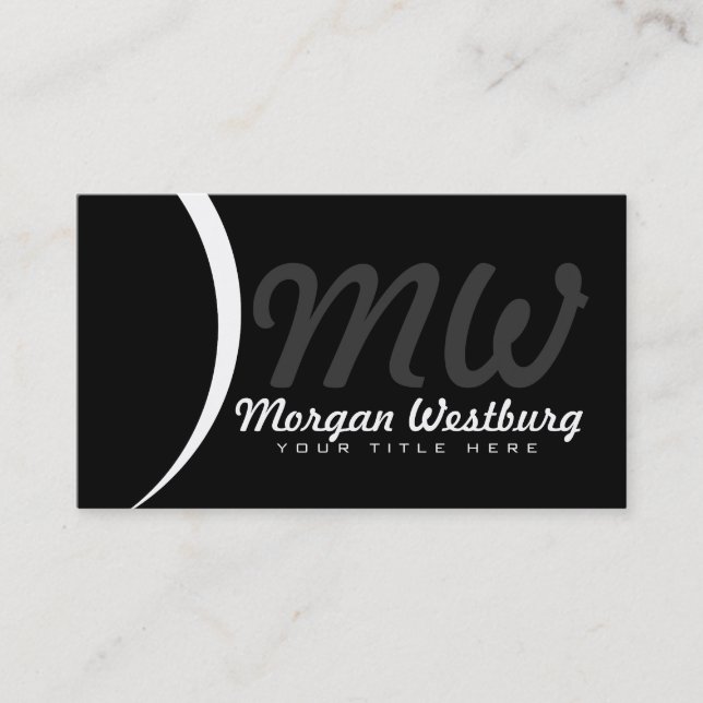White Wave Professional Monogram Business Cards (Front)