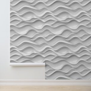 White Waves 3-D look Wallpaper