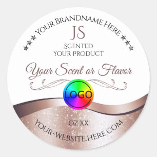 White Wavy Rose Gold Logo Monogram Product Label