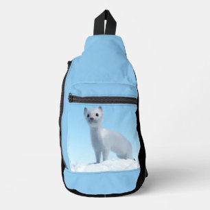 White weasel art sling bag