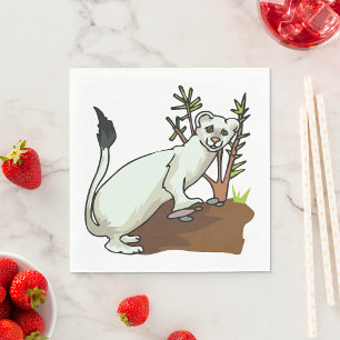 White Weasel Ermine Winter Stoat Wildlife Napkin