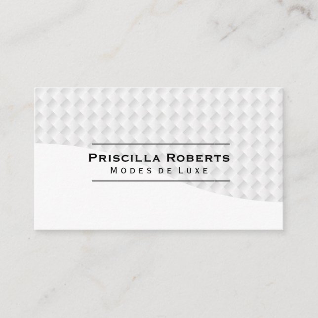 White Weave Abstract Pattern Business Card (Front)