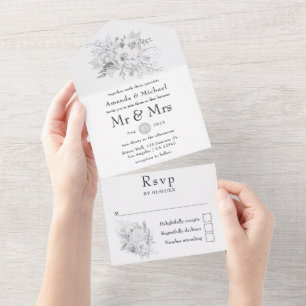 White Wedding All In One Invitation